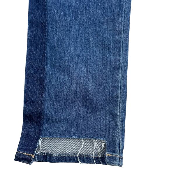 WHBM Tuxedo Mid Rise Straight Leg Crop Jeans Step Hem Med Wash Size 4 - Picture 6 of 12